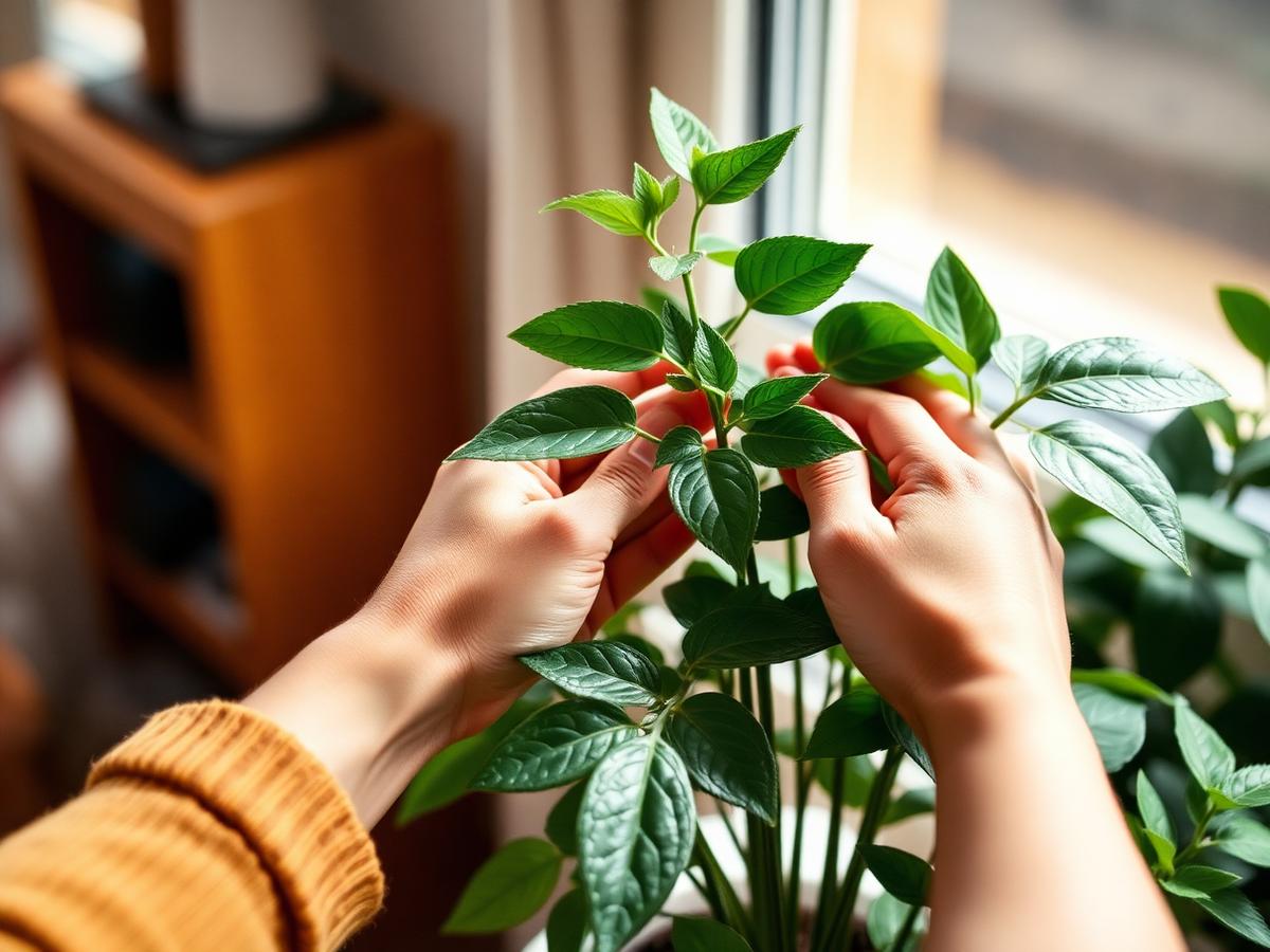 Rincón acogedor con plantas de interior y libros